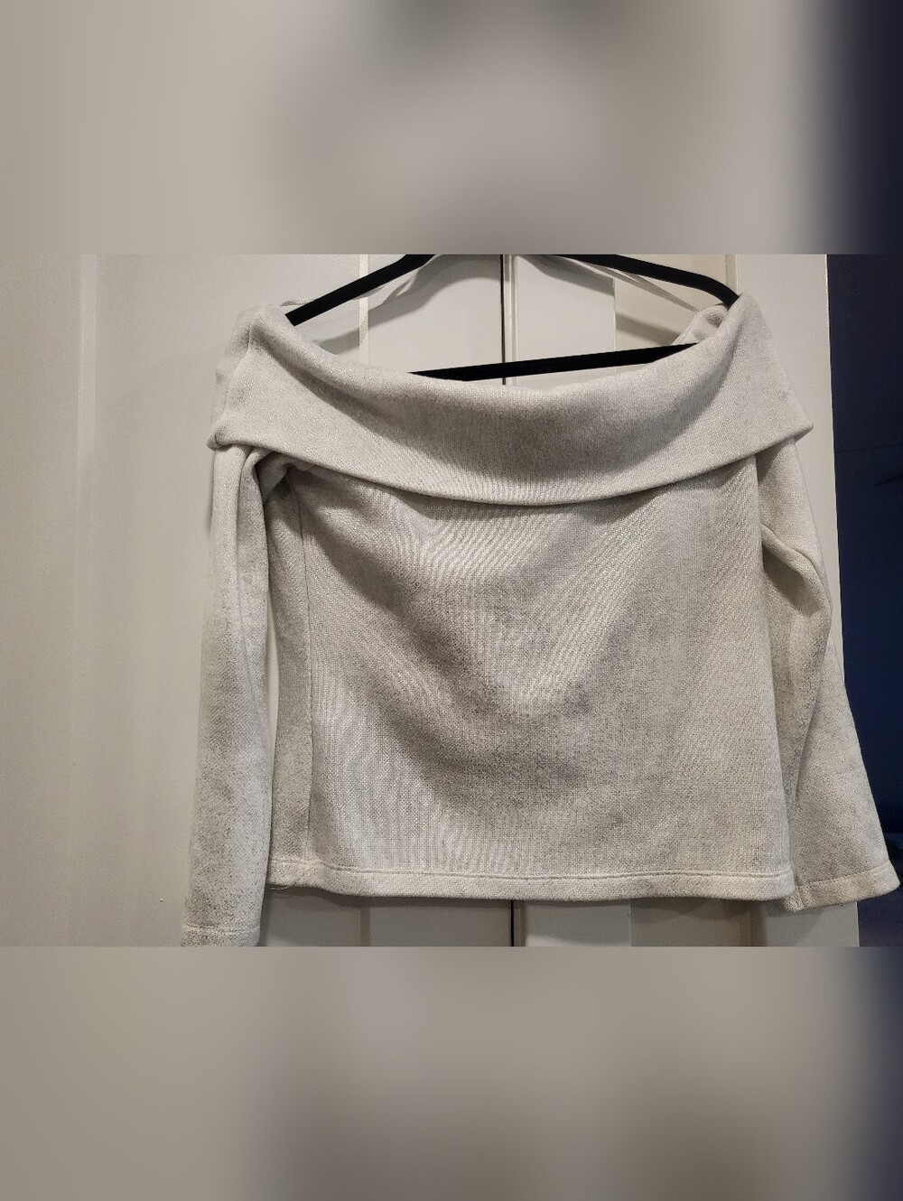 Off-Shoulder Cream Knit Women's Sweater
